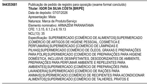ARMAZÉM PARANATAMA