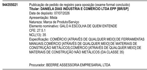 GALO A ESCOLHA DE QUEM ENTENDE