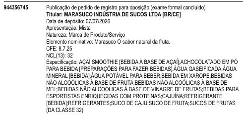 Marasuco O sabor natural da fruta.