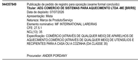 MF INTERNATIONAL LAREIRAS
