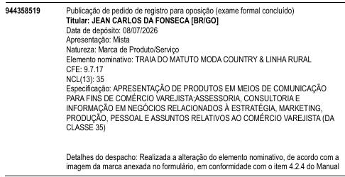 TRAIA DO MATUTO MODA COUNTRY & LINHA RURAL