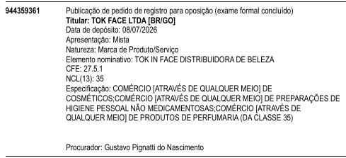TOK IN FACE DISTRIBUIDORA DE BELEZA