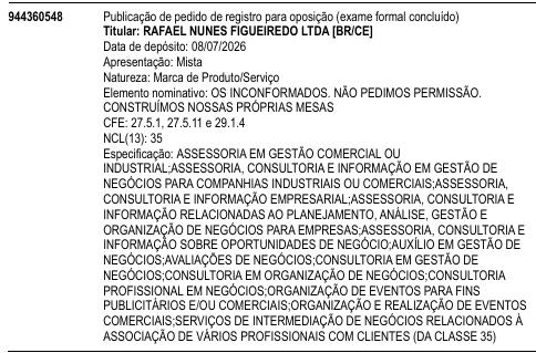 OS INCONFORMADOS. NÃO PEDIMOS PERMISSÃO. CONSTRUÍMOS NOSSAS PRÓPRIAS MESAS