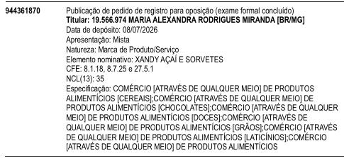 XANDY AÇAÍ E SORVETES