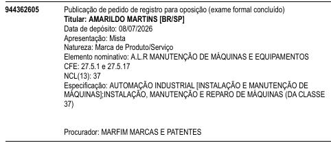 A.L.R MANUTENÇÃO DE MÁQUINAS E EQUIPAMENTOS