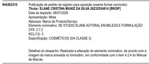 SE STUDIO ELANE AUTORAL EM BELEZA E FORMULAÇÃO