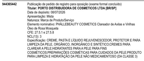 PHÁLLEBEAUTY COSMETICS Clareador de Axilas e Virilhas Óleo de Rosa Mosqueta