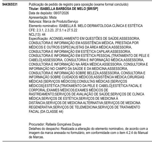 ISABELLA B. MELO DERMATOLOGIA CLÍNICA E ESTÉTICA