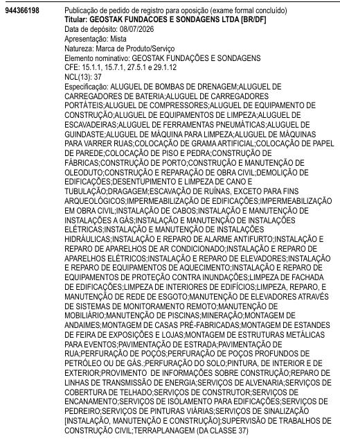 GEOSTAK FUNDAÇÕES E SONDAGENS