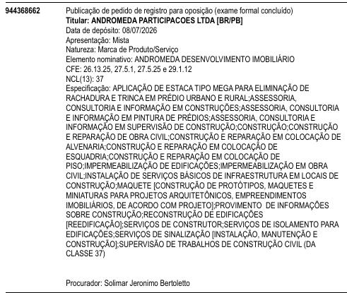 ANDROMEDA DESENVOLVIMENTO IMOBILIÁRIO