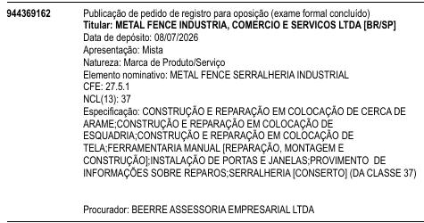 METAL FENCE SERRALHERIA INDUSTRIAL