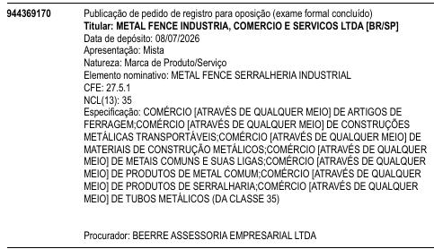 METAL FENCE SERRALHERIA INDUSTRIAL