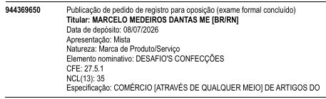 DESAFIO'S CONFECÇÕES