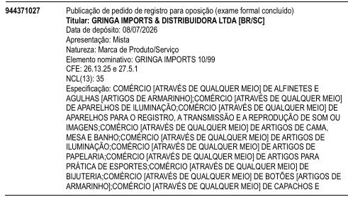 GRINGA IMPORTS 10/99