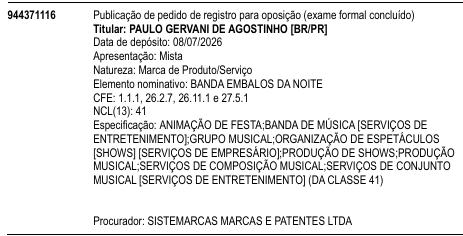 BANDA EMBALOS DA NOITE