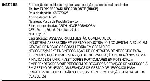 ARTH INCORPORADORA