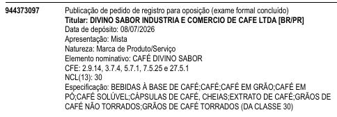 CAFÉ DIVINO SABOR
