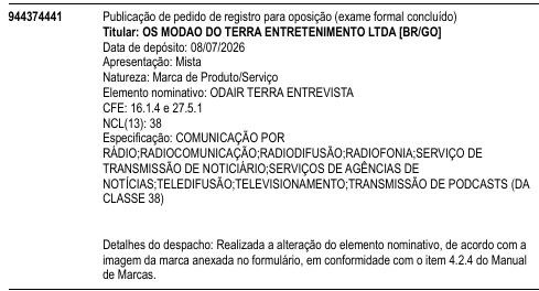 ODAIR TERRA ENTREVISTA