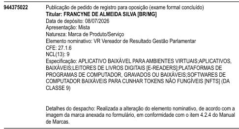 VR Vereador de Resultado Gestão Parlamentar
