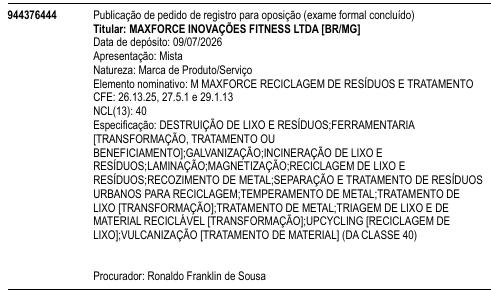 M MAXFORCE RECICLAGEM DE RESÍDUOS E TRATAMENTO