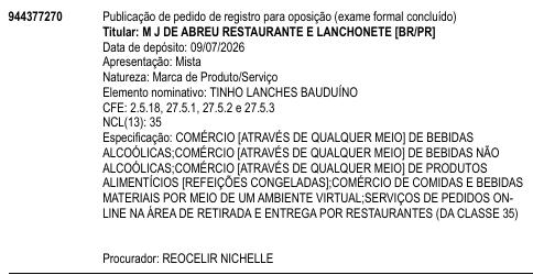 TINHO LANCHES BAUDUÍNO