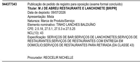 TINHO LANCHES BALDUÍNO