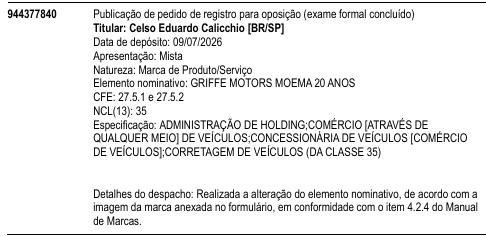 GRIFFE MOTORS MOEMA 20 ANOS