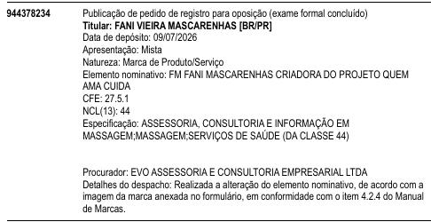 FM FANI MASCARENHAS CRIADORA DO PROJETO QUEM AMA CUIDA