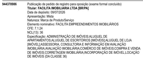FACILITA EMPREENDIMENTOS IMOBILIÁRIOS