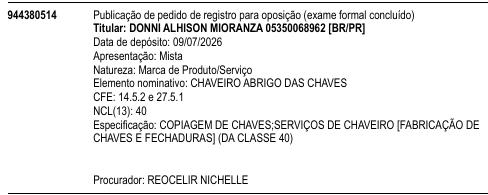 CHAVEIRO ABRIGO DAS CHAVES