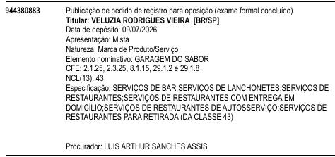 GARAGEM DO SABOR