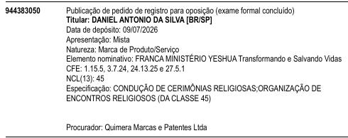 FRANCA MINISTÉRIO YESHUA Transformando e Salvando Vidas