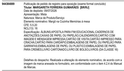 Margô na Cozinha Memórias á mesa