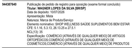 SHOP WELLNESS SAÚDE SUPLEMENTOS BEM ESTAR