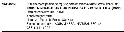 ÁGUA MINERAL NATURAL REGINA