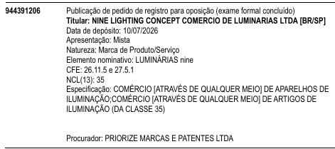 LUMINÁRIAS nine