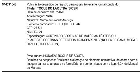 TL TOQUE DO LAR