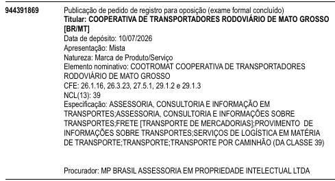 COOTROMAT COOPERATIVA DE TRANSPORTADORES RODOVIÁRIO DE MATO GROSSO