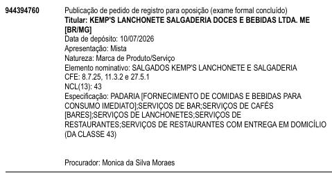 SALGADOS KEMP'S LANCHONETE E SALGADERIA