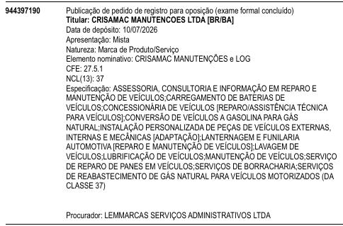 CRISAMAC MANUTENÇÕES e LOG