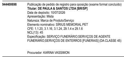 SÍRIUS MEMORIAL PET