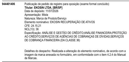 EKOSIN RECUPERAÇÃO DE ATIVOS