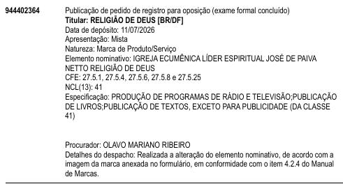 IGREJA ECUMÊNICA LÍDER ESPIRITUAL JOSÉ DE PAIVA NETTO RELIGIÃO DE DEUS