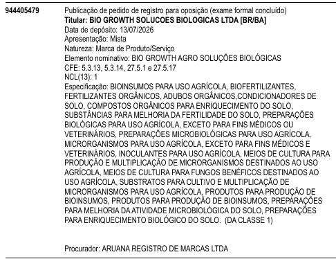 BIO GROWTH AGRO SOLUÇÕES BIOLÓGICAS