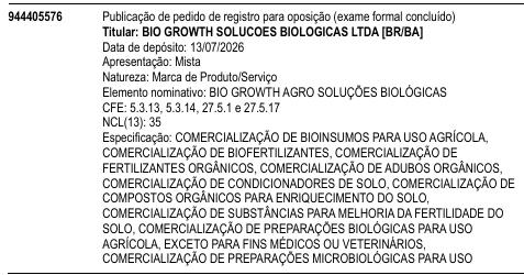 BIO GROWTH AGRO SOLUÇÕES BIOLÓGICAS