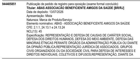 ABAS - ASSOCIAÇÃO BENEFICENTE AMIGOS DA SAÚDE