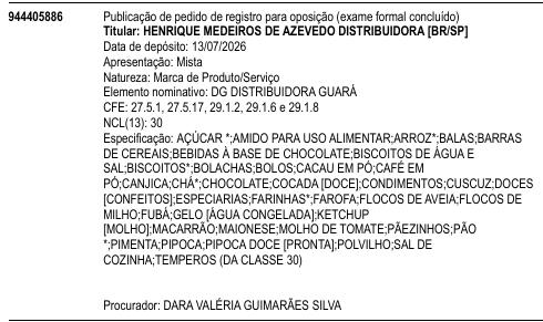 DG DISTRIBUIDORA GUARÁ