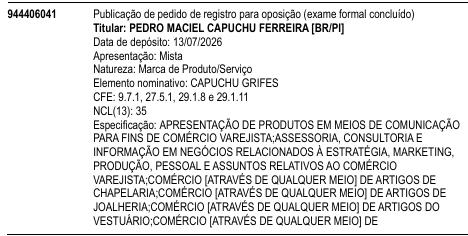 CAPUCHU GRIFES
