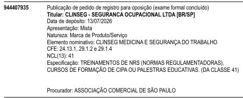 CLINSEG MEDICINA E SEGURANÇA DO TRABALHO