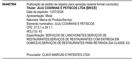 JUJU COXINHAS E PETISCOS